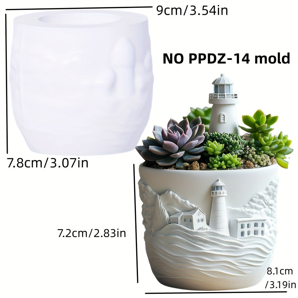 TEMU Silicone Resin Casting Mold For Succulent Planters | Lighthouse & Coastal House Design | Multi-use Silicone Mold For Concrete, Cement, Plaster