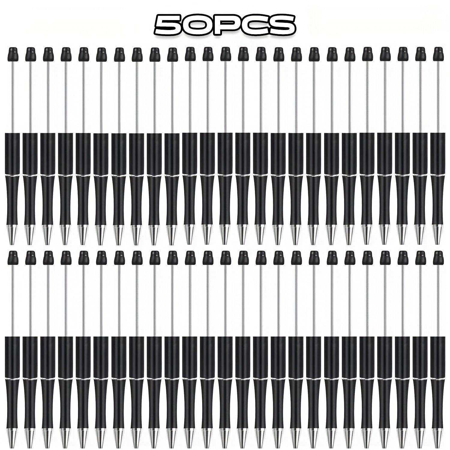 TEMU Black Ink Ballpoint Pens With Beads, Batch Plastic Ballpoint Pens Of Types + Replaceable Pen , Suitable For Diy, Office,, Teacher, Wedding,