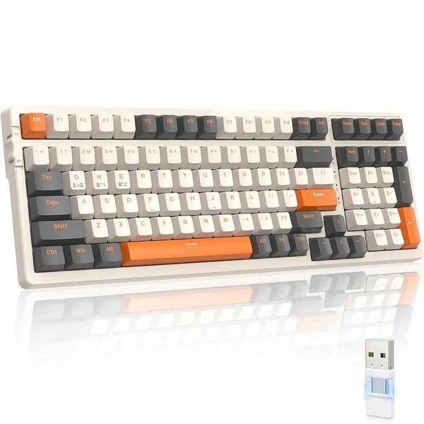 K96 wireless mechanical keyboard dual-mode 2.4G BT5.0 2-in-1 receiver hot swappable red switch pad Y241126