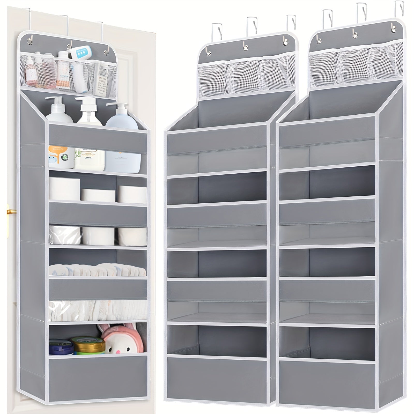 TEMU 2pcs Over The Door Organizer With 5 Shelves And Clear Window, Large Capacity Hanging Storage For Kitchen, Bedroom, Shoes - Swing-proof, Foldable