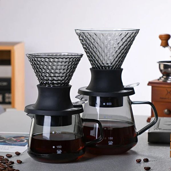 Coffee Filter Cup Glass Drip-type Hand-brewed Coffee Filter Pot Filter Paper V-shaped Drip Coffee Accessories 240802