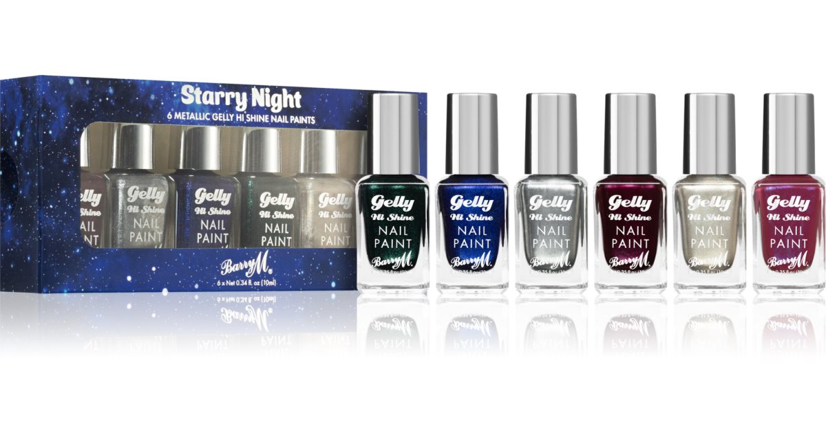 Barry M Gelly Hi Shine Starry Night neglelakksett 6x10 ml
