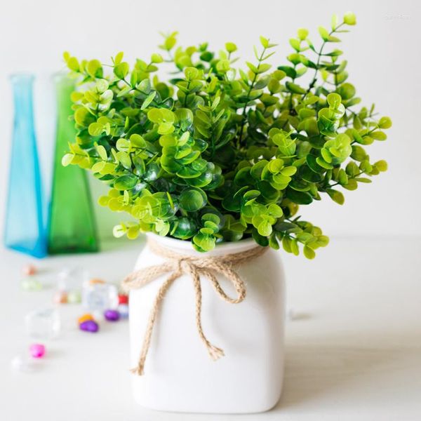 Decorative wers Artificial Grass Leaves Large Eucalyptus Leaf Plants Wall Material Decoration Fake Plant For Home Wedding Garden Party