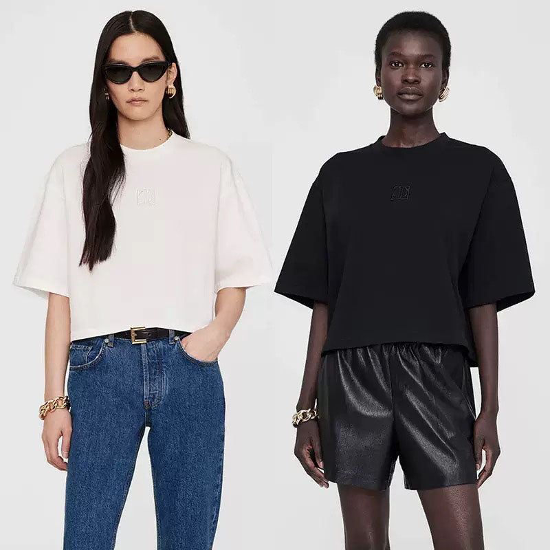 Pure Cotton Short Embroidery Tee Short Sleeved Women Designer Soft Loose T-shirts High Quality T Shirts Tops