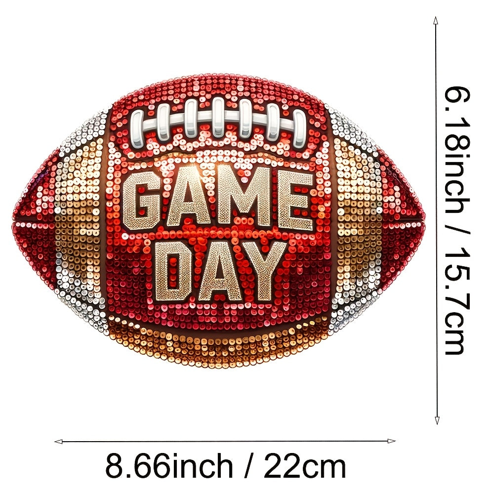TEMU 4-pack Game Day Football Applique, Washable Iron-on Vinyl Patches, Cartoon Sports Theme For Diy T-shirts, Masks, Jeans, Backpacks - Mixed Color