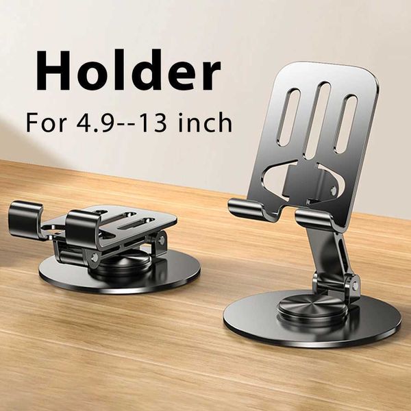 Cell Phone Mounts Holders Metal Mobile Phone Tablet Holder 360 Rotation Foldable Portable Universal Support Lazy Desktop Live Stand Mount Fo