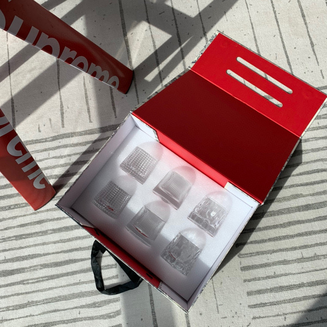 New Classic Tumblers Clear Grain Crystal Cup Home Holiday Gift Set Minimalist