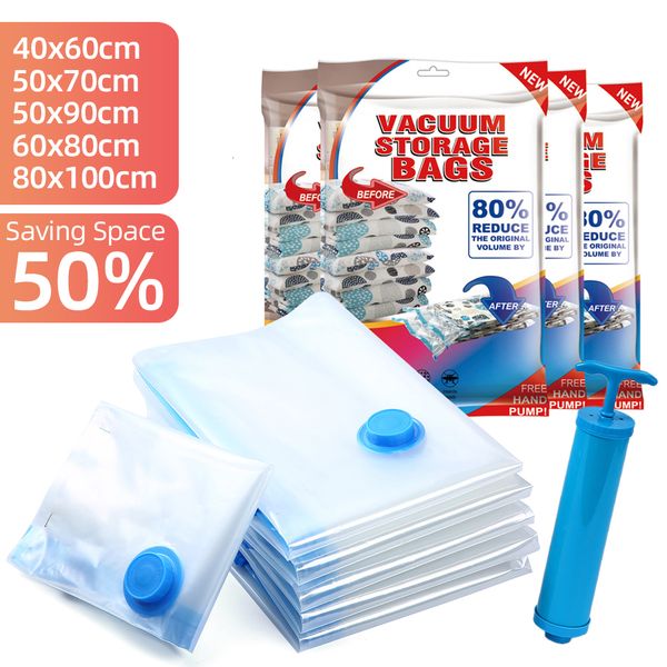 Storage Bags Vacuum Set for Travel Clothes Pillows Blankets Comforters Bedding Compression Space Saving Zipper Seal 230111