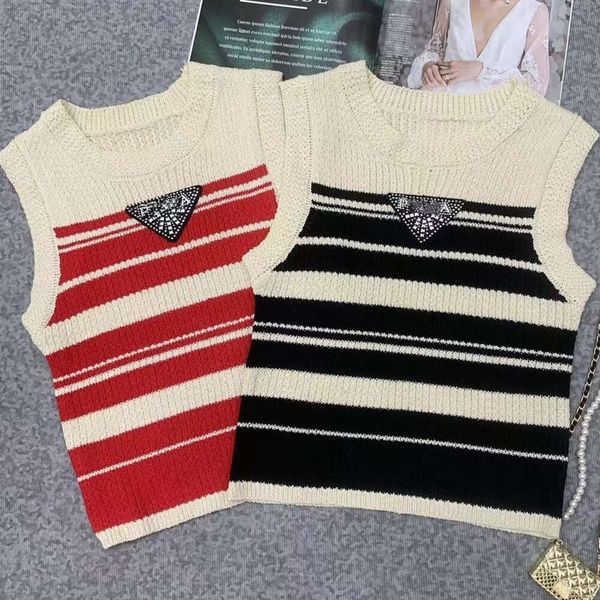 summer women tank top designer tanks tops womens fashion inverted triangle embroidery striped camisole loose sleeveless knit undershirt t sh