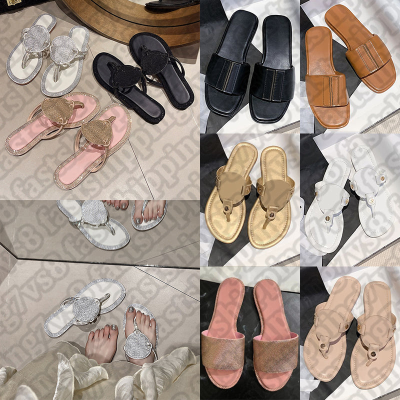 free shipping with box designer sandals for women slides sliders pink black silver gold brown patent leather diamond flip flops womens sandal luxury