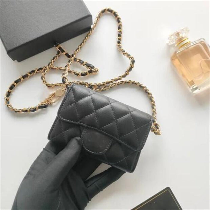 Fashion Luxury Evening Bags Caviar Crossbody Bags Lady Classic Design Clutch Handbags Coin Purse Womens Shoulder Mini Headphone Bag Gold Chains Leat