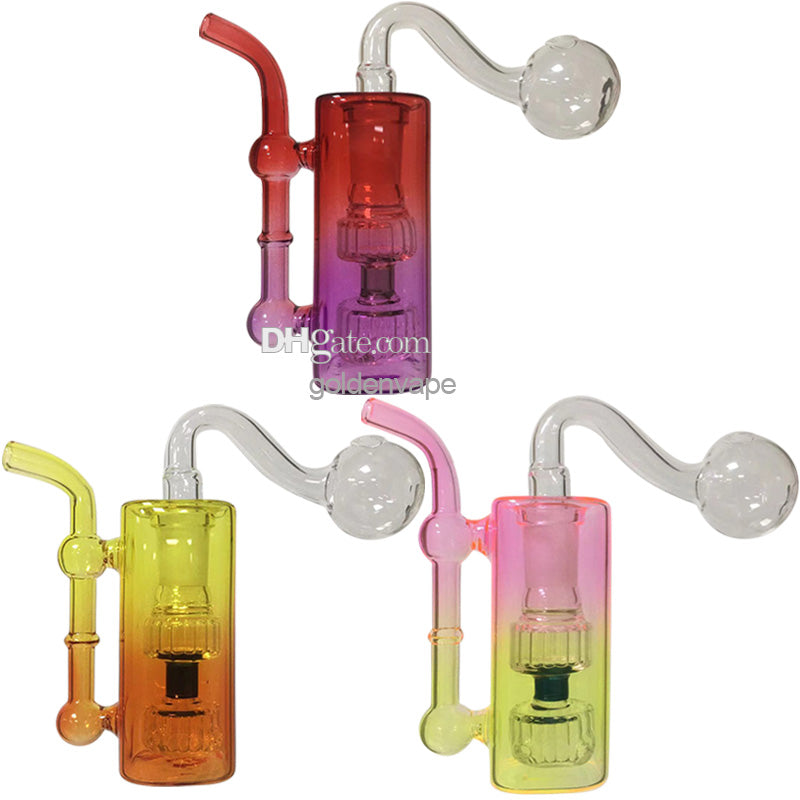 New Bubbler Oil Burner Mini Glass Bongs Percolator Diffuser Water Pipes Hookah Bong Bubblers Recycle Filter Portable Dab Rigs Device