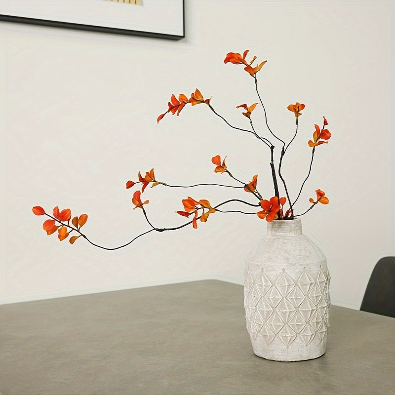 TEMU 3pcs Chinese Style Simulation Short Branch Small Autumn Leaf Flower Art Landscape, Simulation Small Autumn Leaf Rattan Simulation Flower,