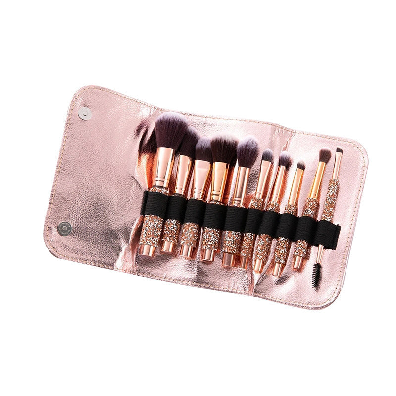 10PCS Makeup Brushes Set diamond-encrusted Eye Shadow Foundation Women Cosmetic Brush Eyeshadow Blush Beauty Soft Make Up Tools Bag