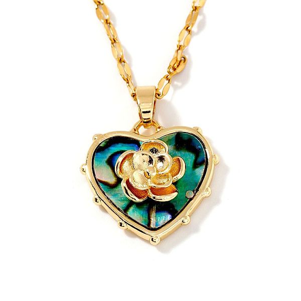 Collares colgantes con forma de corazón y flor de barss para mujer
