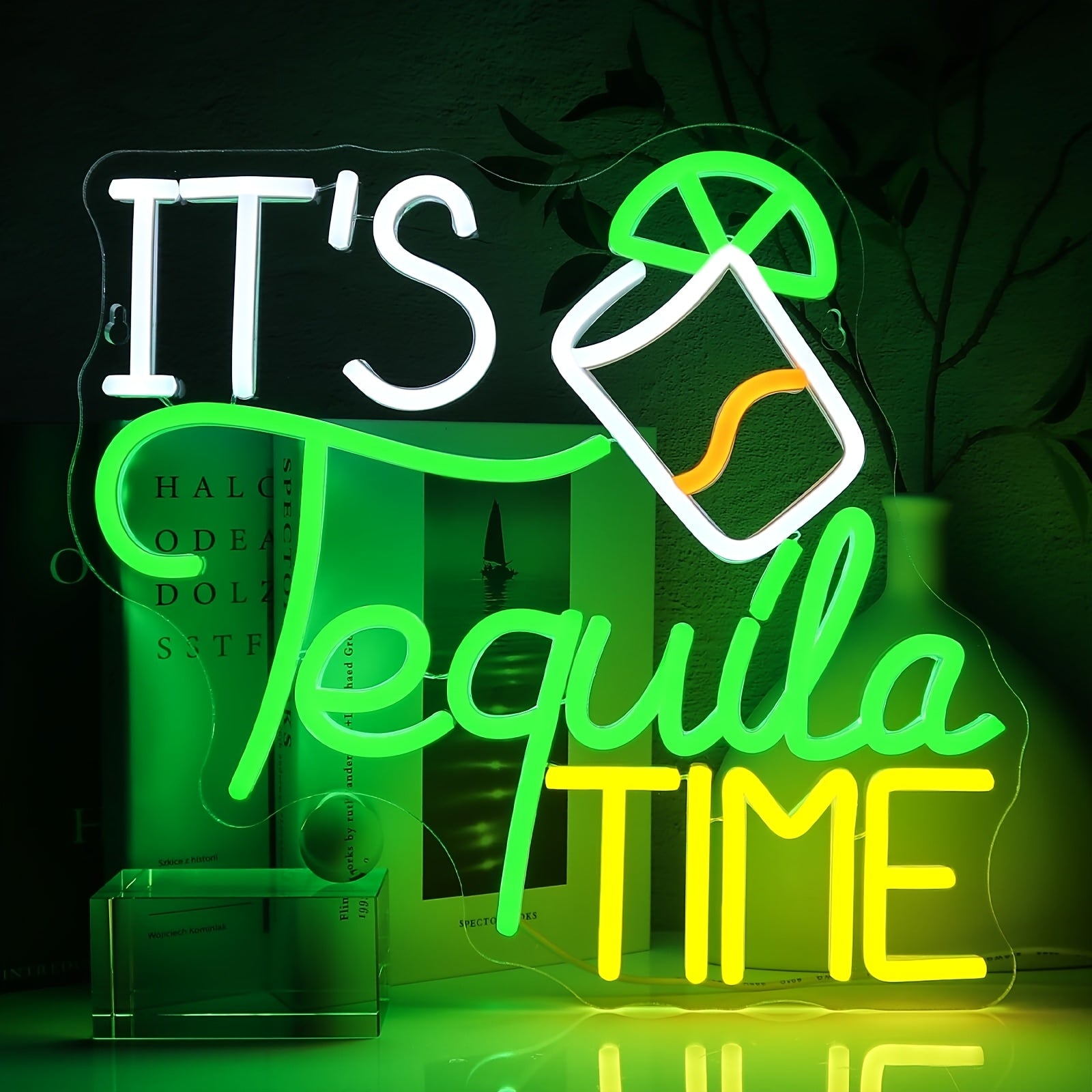 It Is Tequila Time Neon Sign for Wall Decor, Tequila Led Signs, USB Dimmable Neon Lights for Beer Bar Kitchen Restaurant Home Pub Party Man Cave Clu