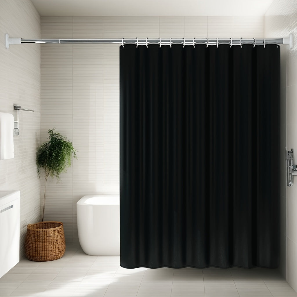 TEMU Luxury High-density Shower Curtain - Thickened Solid Color Bathroom Partition With Free Hanging Rings, Heavy Duty Bath Curtain For Home & Hotel