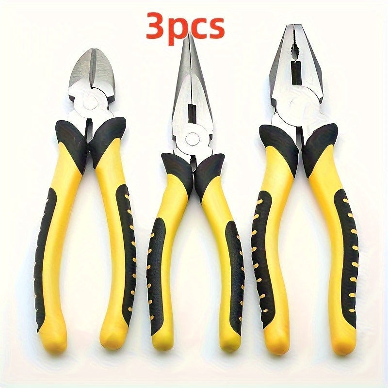 TEMU 3pcs 8-inch Pliers Set Wire Pliers Household Electrical Tools Versatile Pliers Anti-slip Anti-rust Wire Shears, Needle- Pliers Cutting Tools,