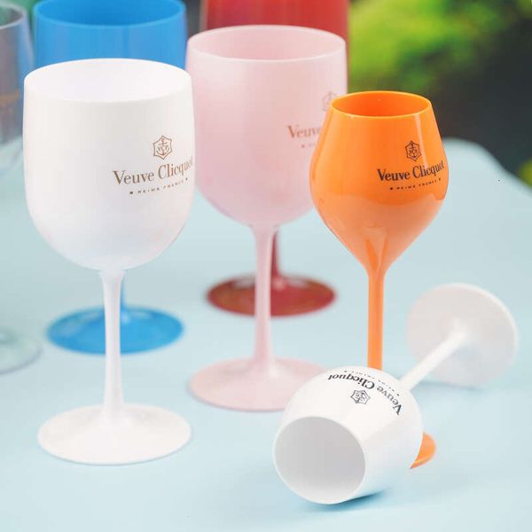 Clicquot Plastic Veuve Flutes Wine Glasses Dishwasher-Safe White Orange Acrylic Champagne Glass Beer Whiskey Party Cups