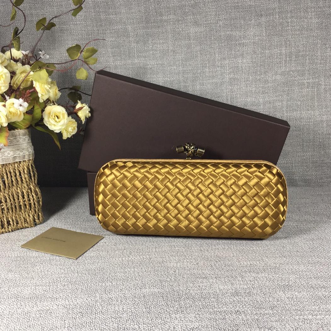 Pochette knot clutch bag in Silk 25CM luxury fashion 10A quality with full set package Designer Golden Knitting Teal Evening Bag 3B04