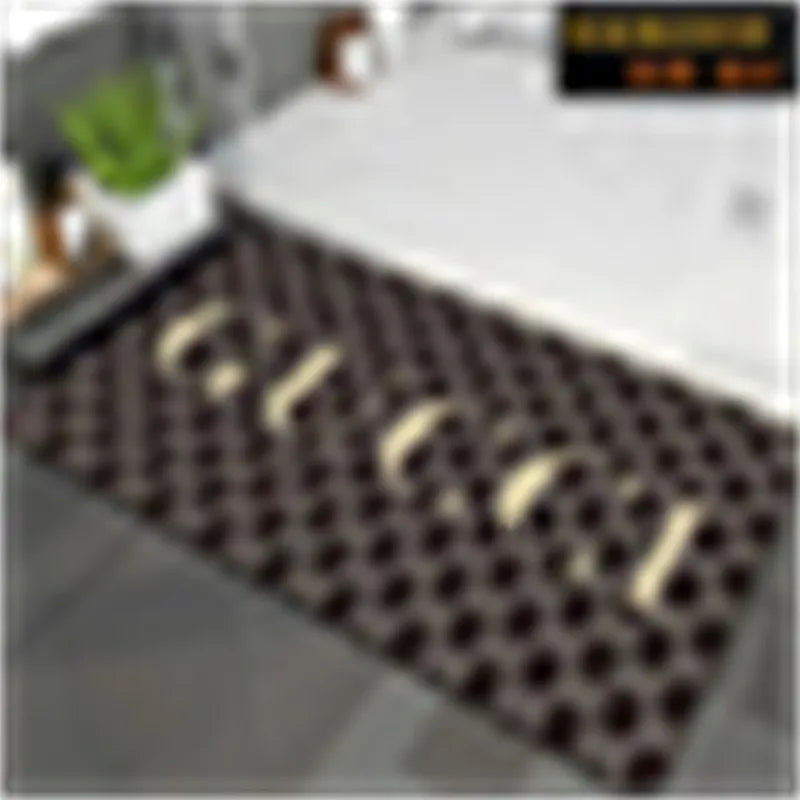 Designer rugs famous classic floor mat fashion Print Bathroom Kitchen Floor Mat Classic Logo Bath rug Non Slip Floor Carpet-1