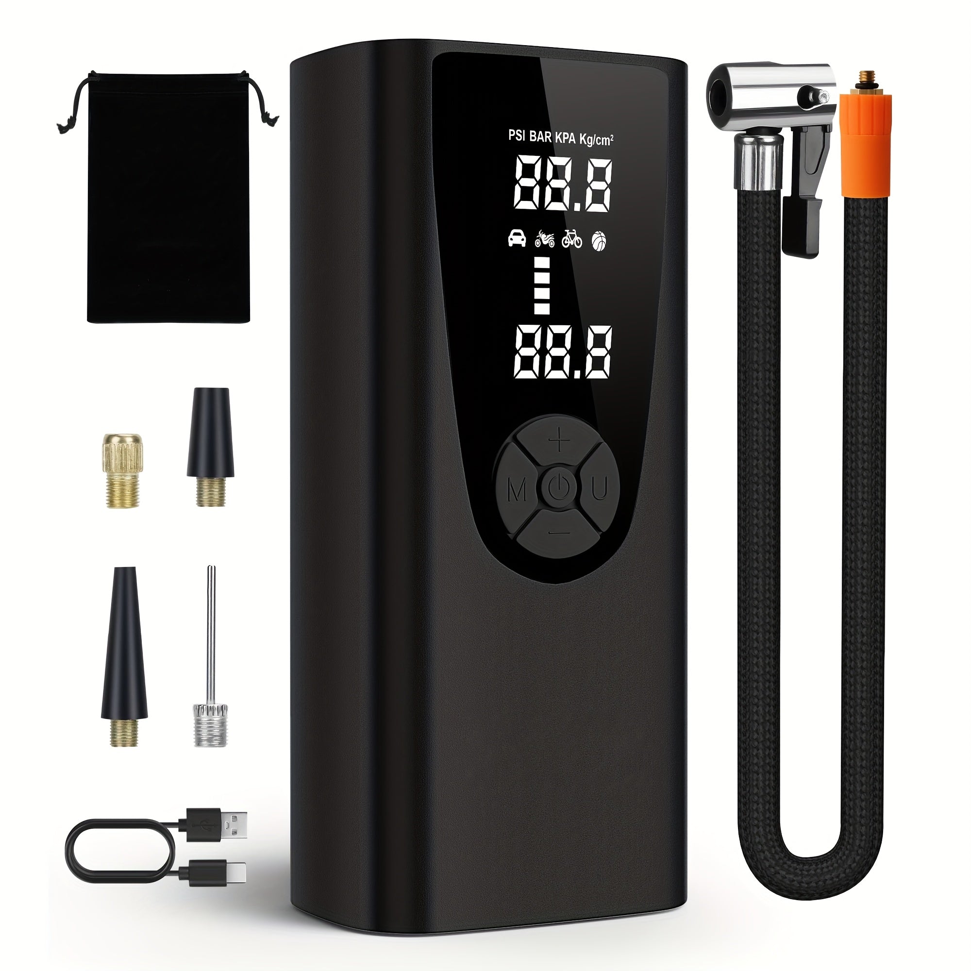 TEMU Tire Inflator Portable Air Compressor - 180psi Air Compressor With Tire Pressure Gauge, 25000mah & 3x Faster Portable Air Pump For Cars, Bikes &