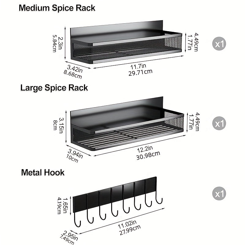 TEMU 2-3pcs Magnetic Spice Rack, Magnetic Shelf For Refrigerator With Hook, Strong Magnetic Spice Shelf, Kitchen Magnetic Shelf For Refrigerator,