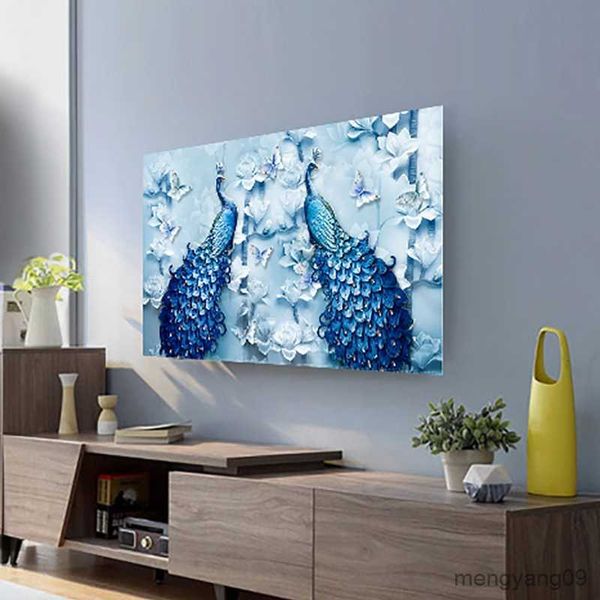 Dust Cover TV Cover Dust Cover Computer Monitor Protector for Wall Hanging Desktop Curved Type Screen Soft Fabric Craft Nordic Style R230803