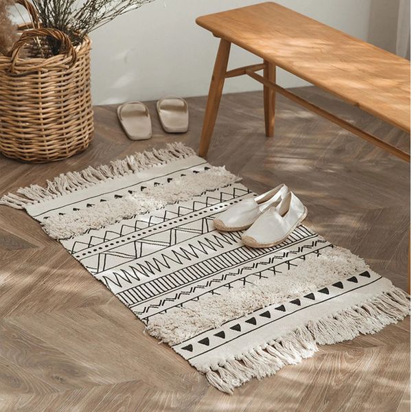 Nordic Handmade Tassel Non-slip Carpet Soft Breathable Washable Decorative Floor Mats Area Rugs Bedroom Home Decor Moroccan Rug 250120