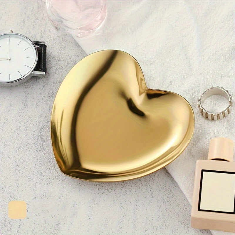 TEMU 1pc Ins Glass Heart Shaped Storage Tray Jewelry Display Tray European Desktop Storage Tray