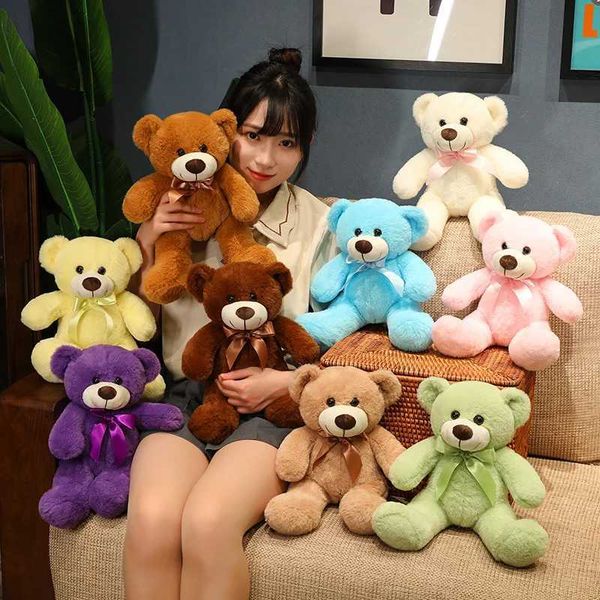 Plush Dolls 9 Colors New Bear Plush Toys Pillow Stuffed Animal Comfort Soft Teddy Bear Dolls Cartoon Anime Toy Kids Birthday Xmas GiftY24121
