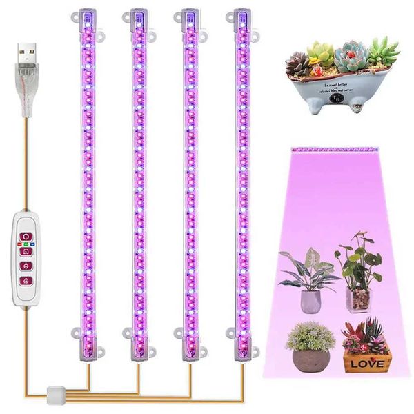 1-2-3-4 LED Grow Light Strips for Indoor Plants USB Full Spectrum Phyto Lamp Dimmable Timer Seedlings Vegs Flower Growing Lamp Y240816