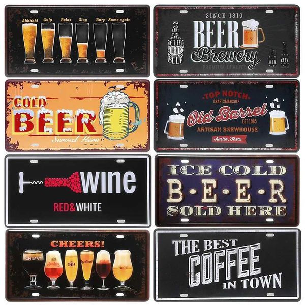 Bar Retro Plate Wine Beer Vintage Metal Tin Sign for Pub Club Tavern Home Decor Wall stickers Art poster Painting A617B240713