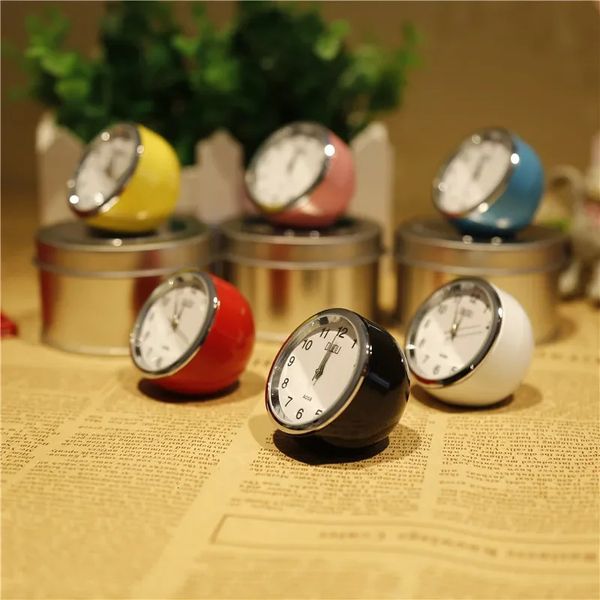Retro Fashion Exquisite Mini Table Clock Available in Multiple Colors Round Metal Table Clock Needle Desktop Clock 4cm WY52619 241113