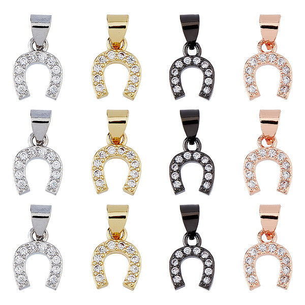12 Stück 4 Farben Messing Micro Pave klar Zirkonia Charms