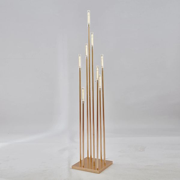 10PCS 8 Heads Metal Candelabra Candle Holders Acrylic Wedding Table Centerpiece Flower Road Lead Candelabrum For Home Decor