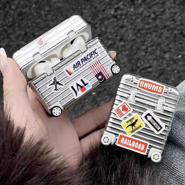 Earphone Accessories Fashion Individual Suitcase for Airpods3-2-1-Pro Trendy Luggage Protective Case for Airpods Pro Drop-proof Headphone Ca