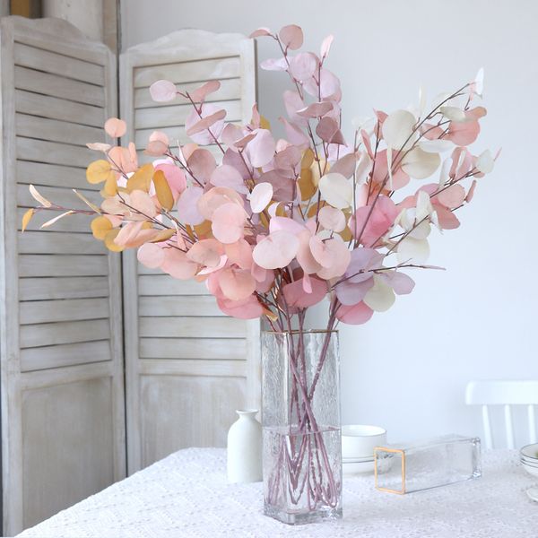 Autumn Artificial Plant Faux Leaves Eucalyptus Long Branch Home Wedding Decoration Silk Flowers Fake Plants Diy Table Decoration