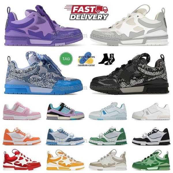 Luxes Skates Casual Shoes Classic Skateboard Sport Calfskin Loafers Trainers Dermis Leather Platform Plate-forme Purple Ablohs Mens Womens D