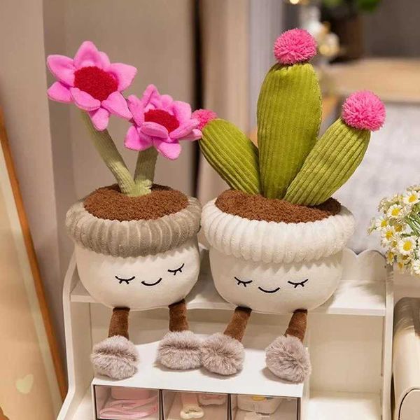 Plush Dolls Kawaii Stuffed Plush Plants Lifelike Potted Plant Plush Doll Calla Lily Cactus Little Pink Flower Sunflower Pillow Toy Decor z24