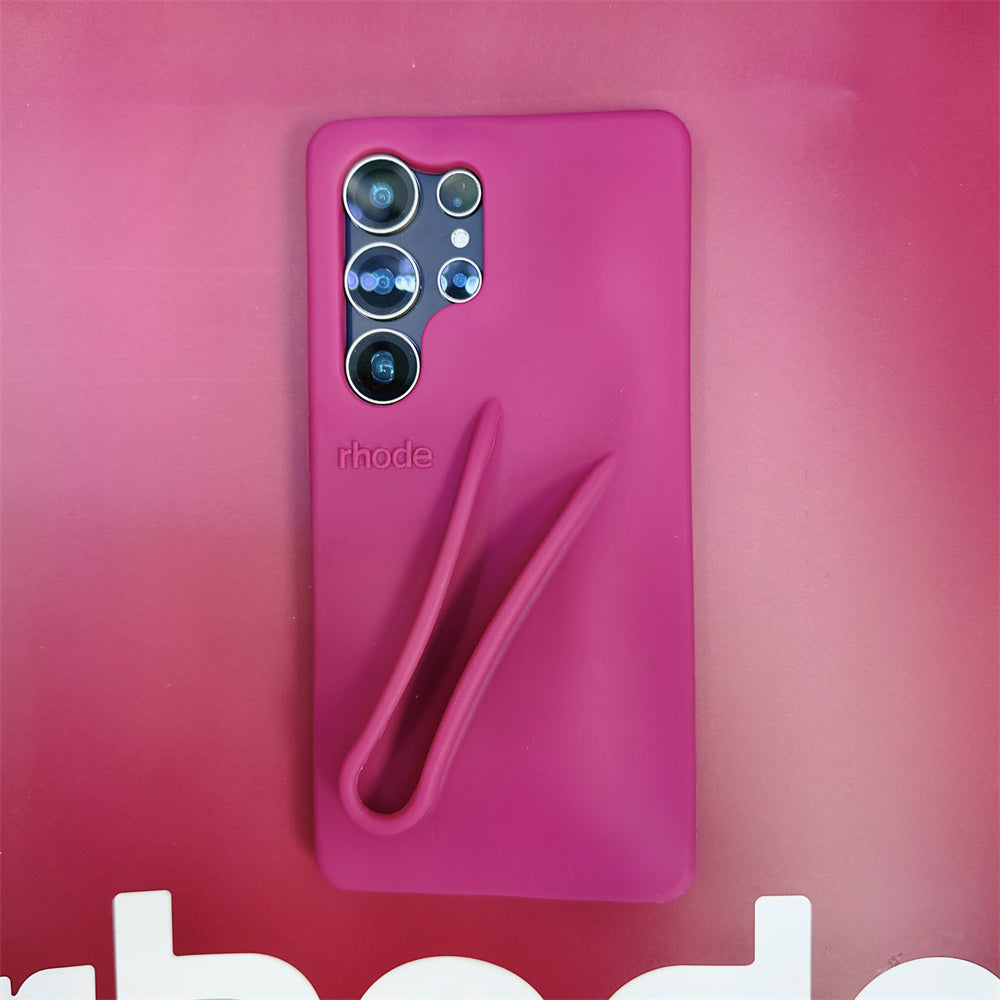 Rhode Lip Gloss Holder Designer Phone Case for Samsung S25 S24 S23 Luxury 3D Silicone Lipgloss Lipstick Make-up Lip Balm Lens Bump Back Cover Coque