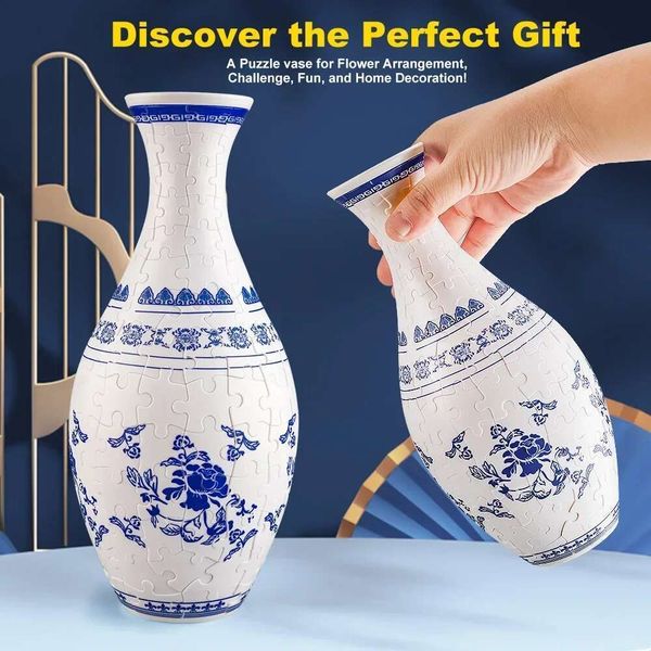 3D Puzzle Vase Wer Porcelain Design DIY Assembly Educational Home Decoration House Arrangement Warming Christmas Gift Toy
