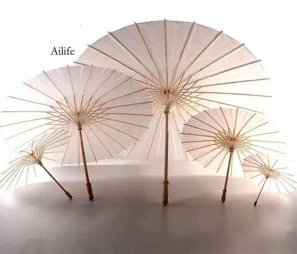 60Pcs Bridal Wedding Parasols White Paper Umbrellas Beauty Items Chinese Mini Craft Umbrella Diameter 60Cm 0705