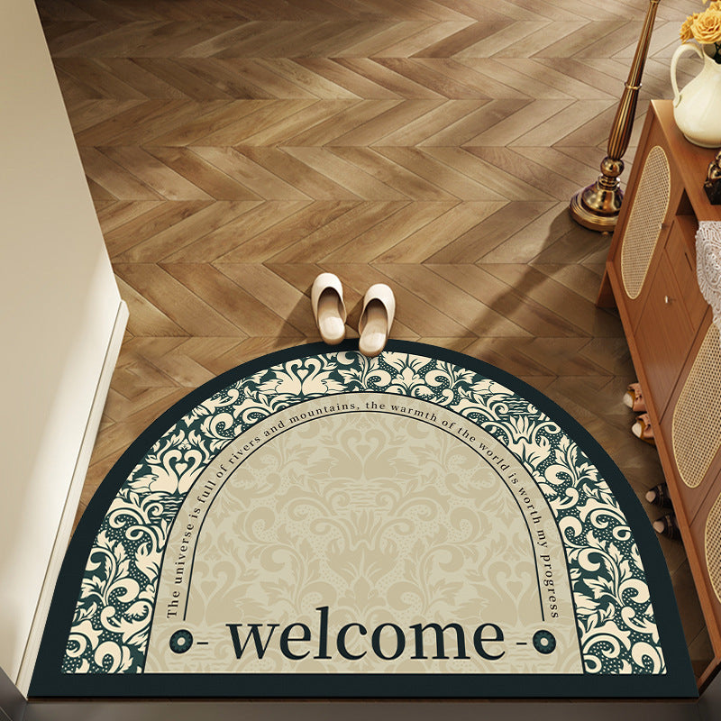 American semi-circular entrance crystal velvet floor mat, door mat for scraping mud and dust, wear-resistant foot mat, entrance hall door dust remov