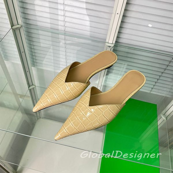 designer women scuffs high quality slippers sandals lady slides fashion casual flat designer shoes pointed shoes genuine leather comfortable