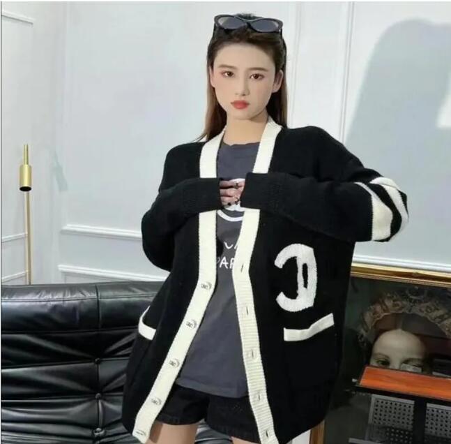 Women&#039;s Sweater V neck striped fashion Luxury Designer Sweater Women High End Jacquard Cardigan knitting Sweater Coats