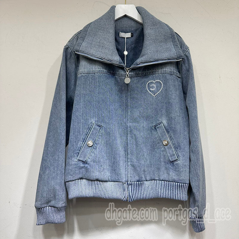 Luxury Washed Aged Denim Jacket For Women Designer Long Sleeve Jeans Coat Brand Spring Autumn Vacation Street Style Outerwear