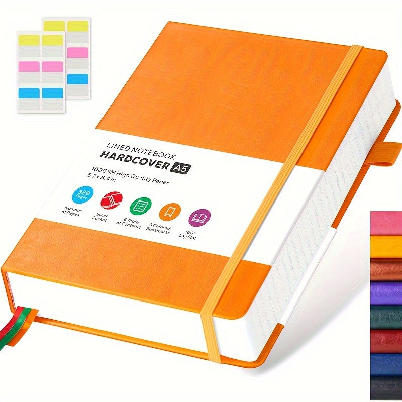 TEMU A5 Thick Classic Notebook, 320 Pages Leather College Ruled Notebook Journal For Women Men Writing, Hardcover Lined Notebook With 100gsm For