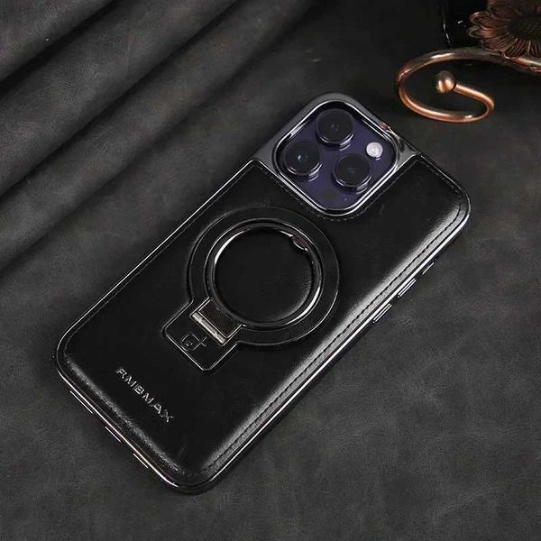 Magnetic bracket phone case suitable for iPhone 16 15 14 Plus 13 12 Pro Max phone case mens high-end business leather cover M241012