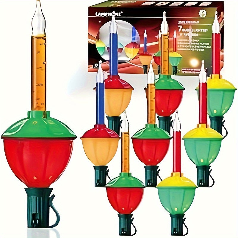 TEMU 7 Light Traditional Christmas Bubble Light Set, Red-yellow-blue Liquid,